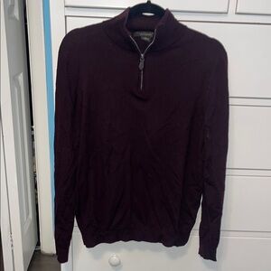 Bloomingdales Men's Maroon Half Zip Sweater
